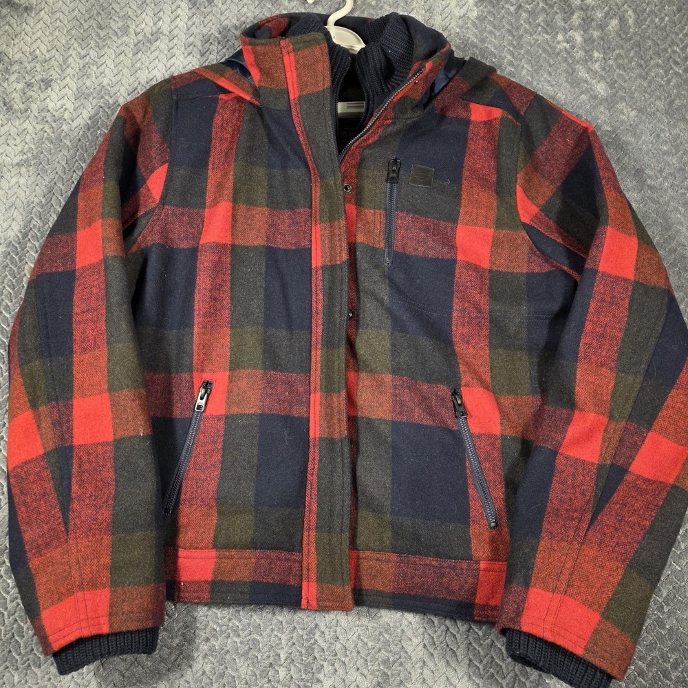 Harley-Davidson Women's Wool Hooded Jacket 2XL Plaid Red Black Double Zip - Picture 4 of 16